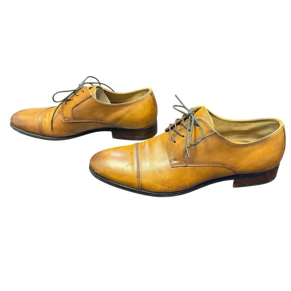 Aldo Mulligan Cognac Brown Leather Oxford Dress Shoes‎ Non-Slip Men's 10.5